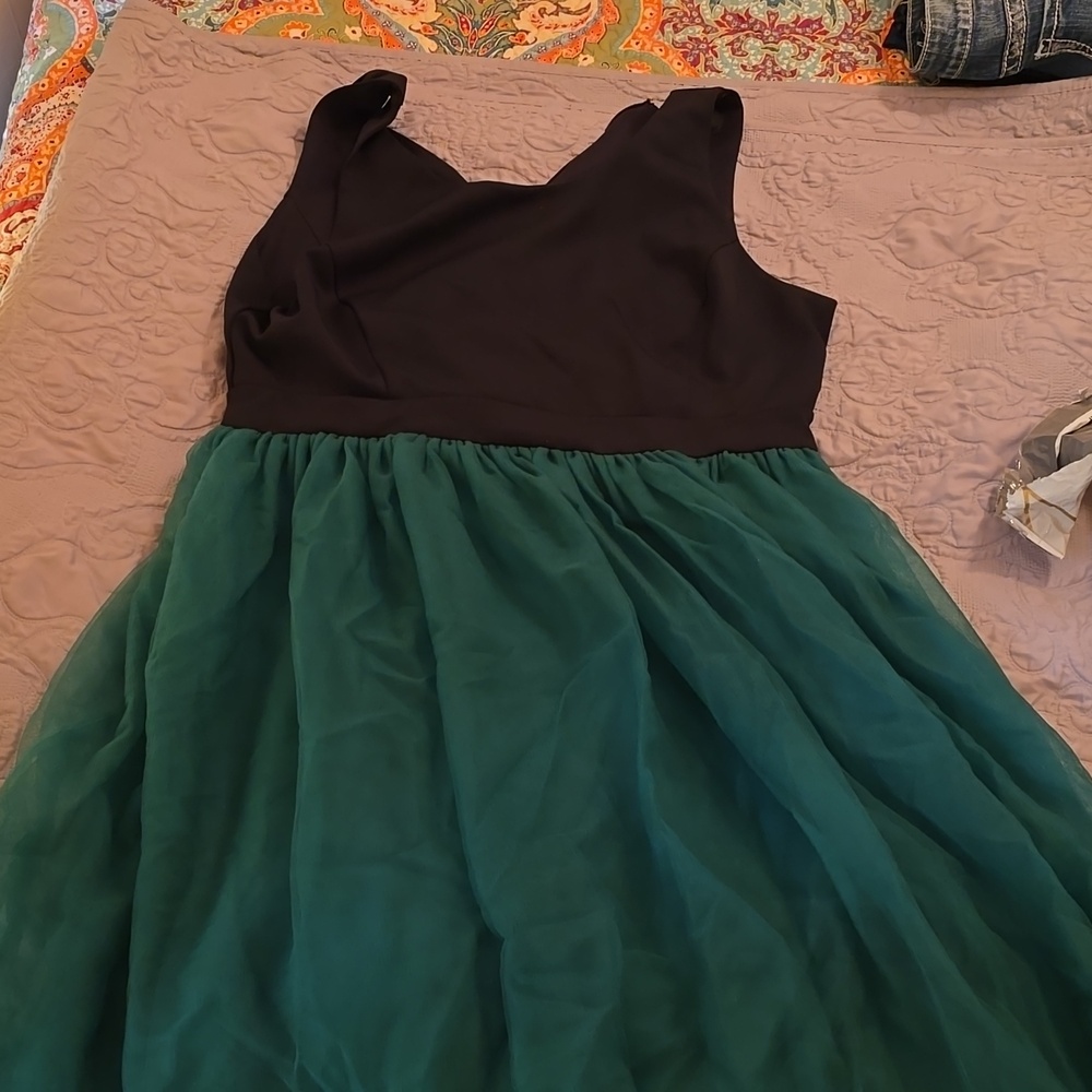 Eloquii tulle dress black teal green skirt sleeveless size 20 - Picture 2 of 2